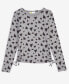 Фото #1 товара Girls Pretty Heart-Print Ribbed Side-Ruched Top, Created for Macy's