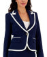 ფოტო #4 პროდუქტის Women's Trimmed One-Button Skirt Suit, Regular and Petite Sizes