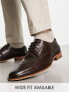 ASOS DESIGN derby lace up shoes in brown leather with natural sole