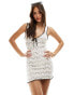 Фото #4 товара Miss Selfridge crochet mini dress with contrast tipping in cream