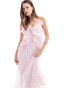 Фото #1 товара Vero Moda v neck midi cami dress with frill details in pink floral