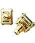 Gold-Tone Color Rectangle Crystal Stud Earrings