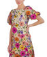 Petite 3D-Floral Puff-Sleeve Mini Dress