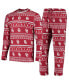 ფოტო #1 პროდუქტის Men's Crimson Oklahoma Sooners Ugly Sweater Knit Long Sleeve Top and Pant Set