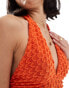 Bershka textured halterneck top in orange