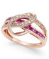 ფოტო #1 პროდუქტის Ruby (1 ct. t.w.) and Diamond (1/5 ct. t.w.) Swirl Ring in 14k Gold (Also Available in Emerald)