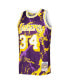 ფოტო #3 პროდუქტის Men's Shaquille O'Neal Purple Los Angeles Lakers 1996-97 Hardwood Classics Marble Swingman Jersey