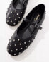 ALDO Marylina Studded Ballet with Buckle in Black Leather