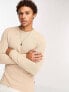 ONLY & SONS crew neck textured knit jumper in beige