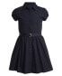 ფოტო #1 პროდუქტის Little Girls Uniform Belted Poplin Shirt Dress