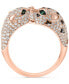 ფოტო #4 პროდუქტის EFFY® Diamond (1-1/20 ct. t.w.) & Emerald (1/20 ct. t.w.) Double Panther Head Ring in 14k Rose Gold