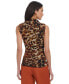 Фото #2 товара Women's Animal-Print Mock-Neck Top