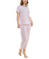 ფოტო #3 პროდუქტის Women's 2-Pc. Cropped Pointelle Pajamas Set