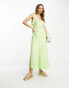 Фото #1 товара ASOS DESIGN linen tie strap swing maxi sundress with godets in apple green