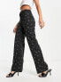 Фото #4 товара Monki co-ord tailored trousers in black floral print