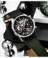 Men's Aviator Green Leather , Black Dial , 45mm Round Watch