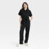Фото #1 товара Women's Short Sleeve Linen Boilersuit - Universal Thread Black 4