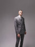 Фото #1 товара Topman skinny double breasted textured suit jacket in grey