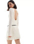 ASOS DESIGN crochet flared sleeve mini dress with belt in cream