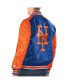 Фото #2 товара Men's Royal, Orange New York Mets Varsity Satin Full-Snap Jacket