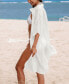 ფოტო #3 პროდუქტის Women's Dolman Sleeve Button Cover-Up Dress