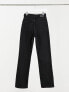 Weekday Rowe extra high waist straight leg jeans in echo black - BLACK