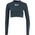 Фото #1 товара Puma Varsity Mock Neck Long Sleeve Crop Top Womens Green Casual Tops 534658-80