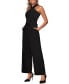 Women's Black Crossover Halterneck Jumpsuit