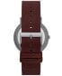 ფოტო #3 პროდუქტის Women's Signatur Three-Hand Red Wood Leather Strap Watch, 40mm