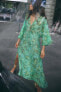 Фото #2 товара Платье из ткани с принтом с бусинами ZARA