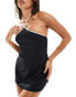 Free Society halter mini beach dress in black and white