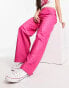 Only Hope high waisted faux leather trousers in bright pink