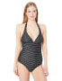 prAna 166416 Womens Lahari V-neck One Piece Swimsuit Black Stripe Size Large