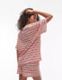 Фото #4 товара Topshop stripe textured beach tee in red