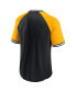 Men's Black, Gold Pittsburgh Steelers Second Wind Raglan V-Neck T-shirt