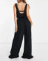 ASOS DESIGN – Schlichter Strand-Jumpsuit im Knitterlook in Schwarz mit weitem Bein Черный, 36 - фото #3