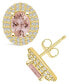 ფოტო #1 პროდუქტის Morganite (1-3/8 ct. t.w.) and Diamond (1/2 ct. t.w.) Halo Stud Earrings in 14K Yellow Gold