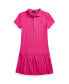 ფოტო #1 პროდუქტის Big Girls Pleated Stretch Mesh Polo Dress