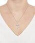 Фото #2 товара Macy's cubic Zirconia Cross 16" Pendant Necklace in Sterling Silver