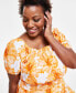Plus Size Floral-Print Smocked Midi Dress, Created for Macy's