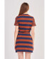 Фото #3 товара Women's Contrast Stripe Knit Mini Dress