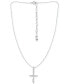 ფოტო #3 პროდუქტის Cubic Zirconia Marquise Cross Pendant Necklace in Sterling Silver, 16" + 2" extender, Created for Macy's