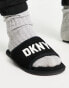 DKNY logo slider slippers in black