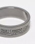 ASOS DESIGN band ring with engraved greek wave detail in gunmetal