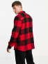 Only & Sons buffalo check overshirt in black and red