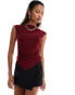 Фото #1 товара ASOS DESIGN slash neck cap sleeve ruched side top in burgundy