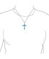 Фото #2 товара Created Blue Synthetic Opal CZ Christian Eternal Circle Cross Pendant Necklace For Women Sterling Silver