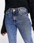 River Island – Hoch geschnittene Jeans mit geradem Bein in Mittelblau