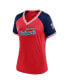 ფოტო #3 პროდუქტის Women's Red Washington Nationals Glitz and Glam League Diva Raglan V-Neck T-shirt