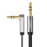 Фото #1 товара Kabel przewód płaski kątowy audio AUX 3.5mm minijack 0.5m czarny